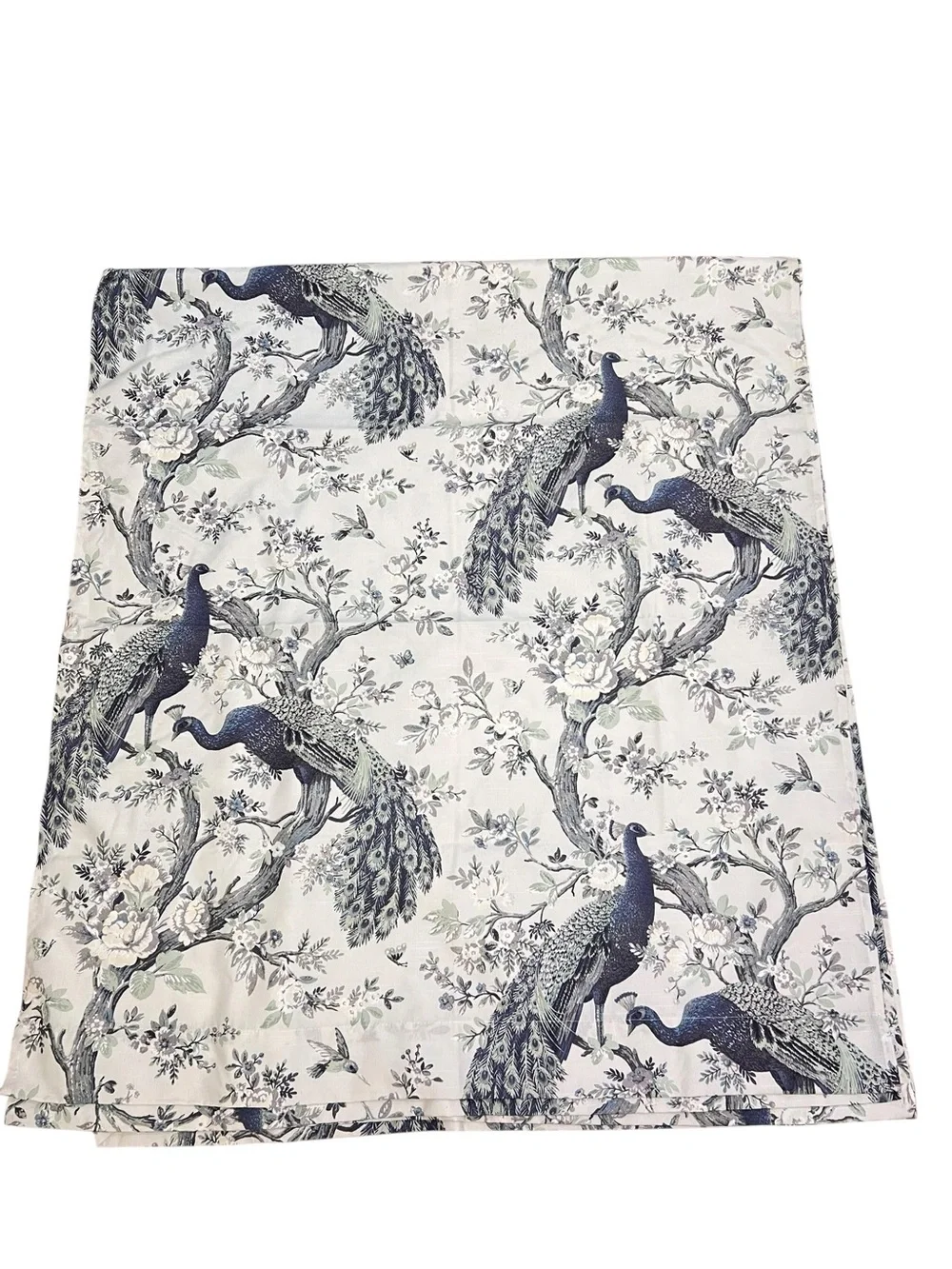 Laura Ashley Window Curtains 2 Panels 38 x 82” Peacock Blue Gray Rod Pocket